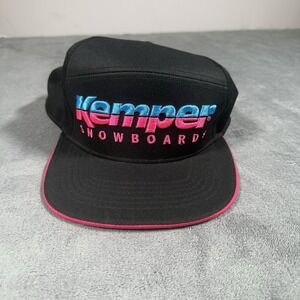 Kemper Snowboards 6 Panel SnapBack Hat Pink and Blue Spellout Logo